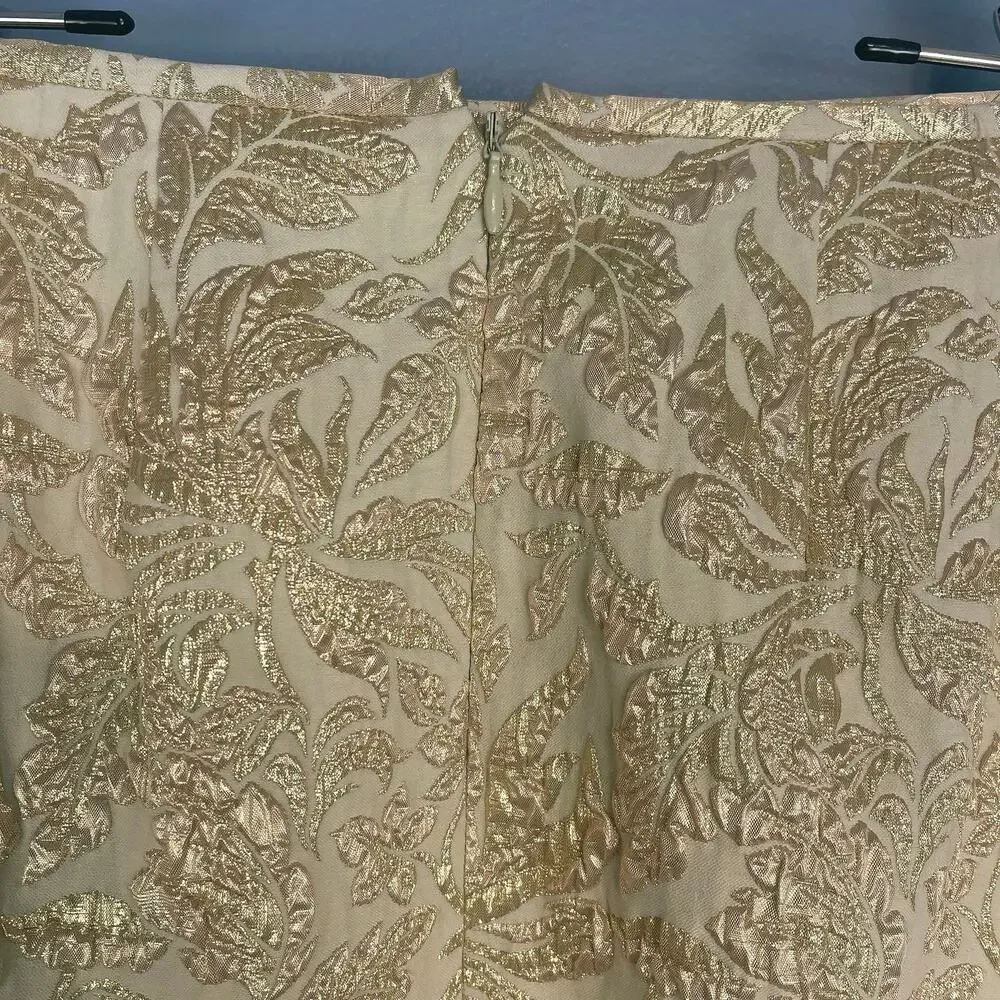Lafayette 148 NY Shimmering Gold Brocade Pencil Skirt Lined Women's  0P